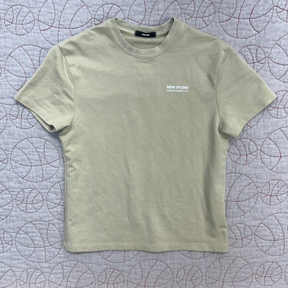 Sene Studio T-Shirt Sage Green Graphic Logo / Women's Small